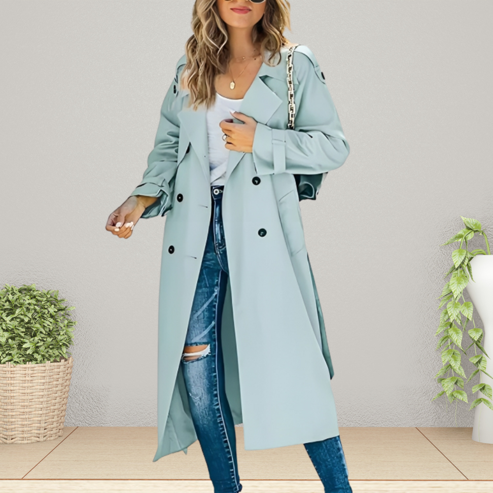 Isabelle | Damen Trenchcoat Schwarz mit Reverskragen 2