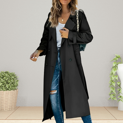 Isabelle | Damen Trenchcoat Schwarz mit Reverskragen 3