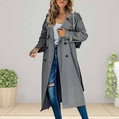 Isabelle | Damen Trenchcoat Schwarz mit Reverskragen 4