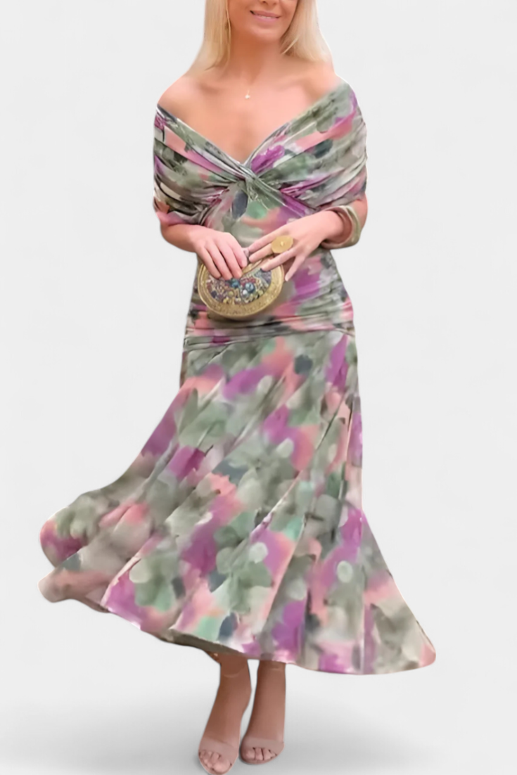 Iselina | Elegantes langes Damenkleid mit V-Ausschnitt 4