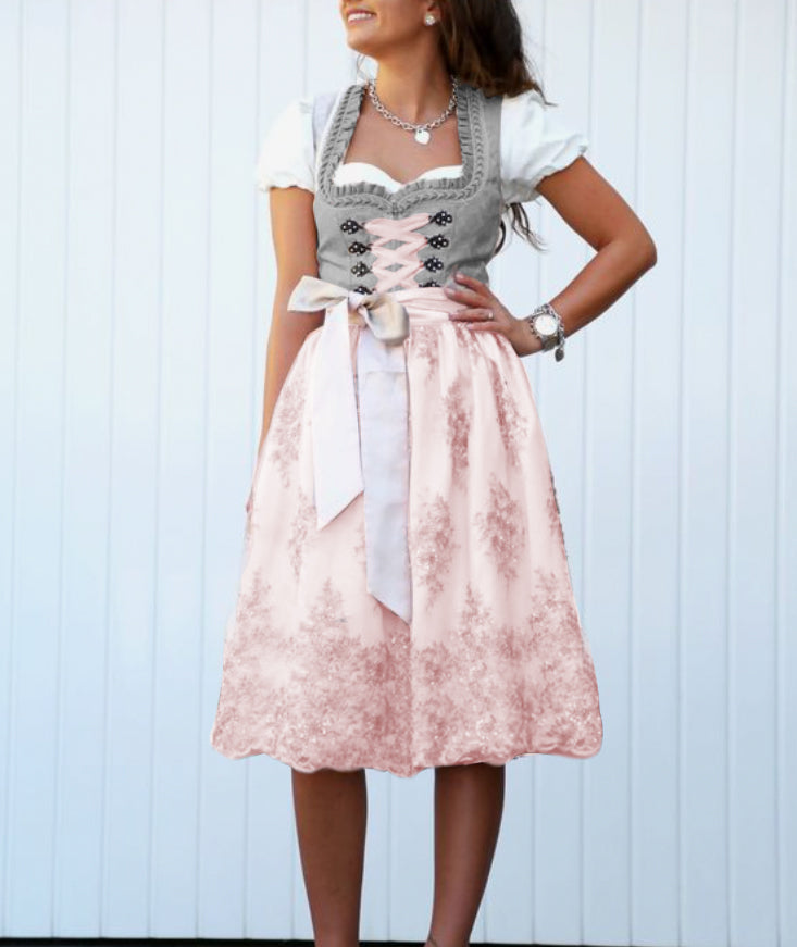 JILL Trachtenkleid Damen | Traditionelles Trachtenkleid mit Schürze und Bluse 1