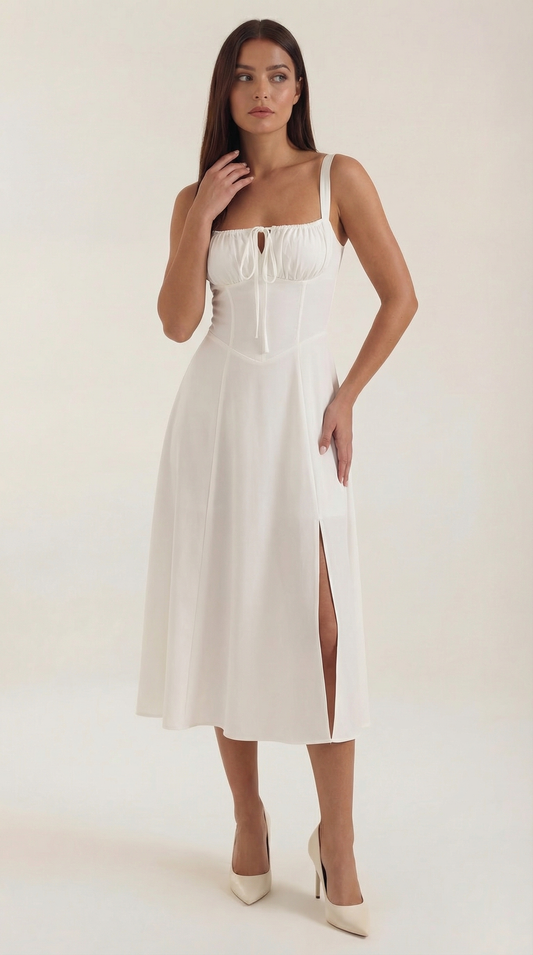 Jade Midi-Kleid | Feminines A-Linien Design mit Schnürung 0