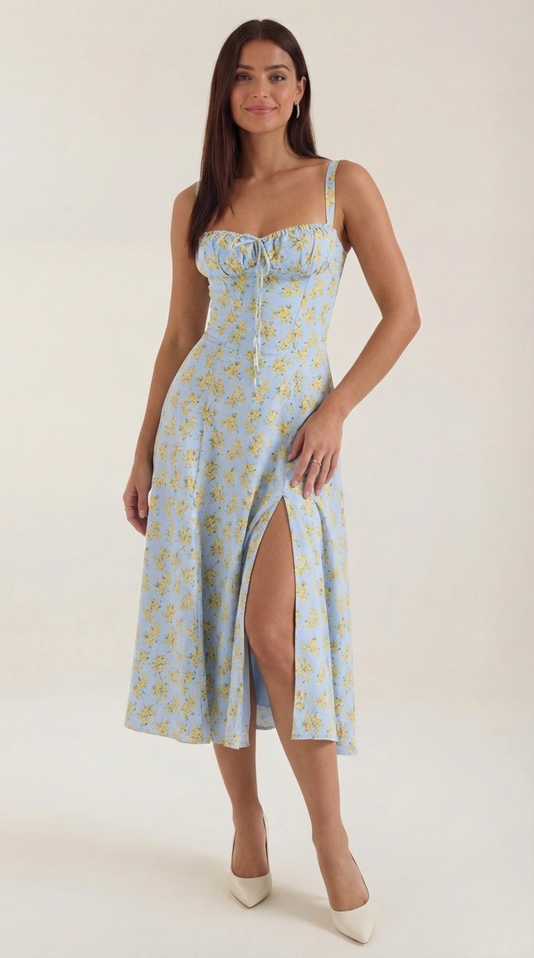 Julia Midi-Kleid | Feminines Sommerkleid mit Blumenprint 11