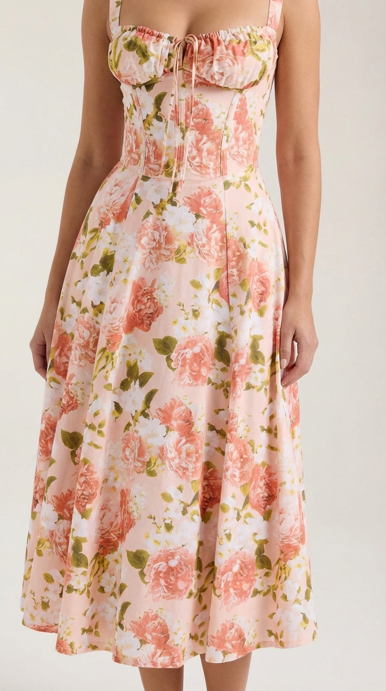 Julia Midi-Kleid | Feminines Sommerkleid mit Blumenprint 2