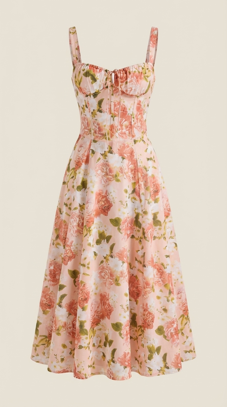 Julia Midi-Kleid | Feminines Sommerkleid mit Blumenprint 4