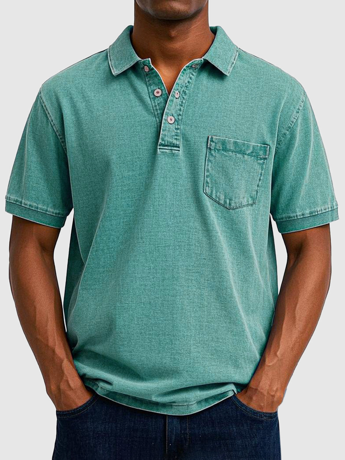 Kenneth | Herren Kurzarm-Poloshirt aus Baumwoll-Denim 1
