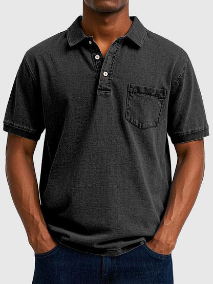 Kenneth | Herren Kurzarm-Poloshirt aus Baumwoll-Denim 3