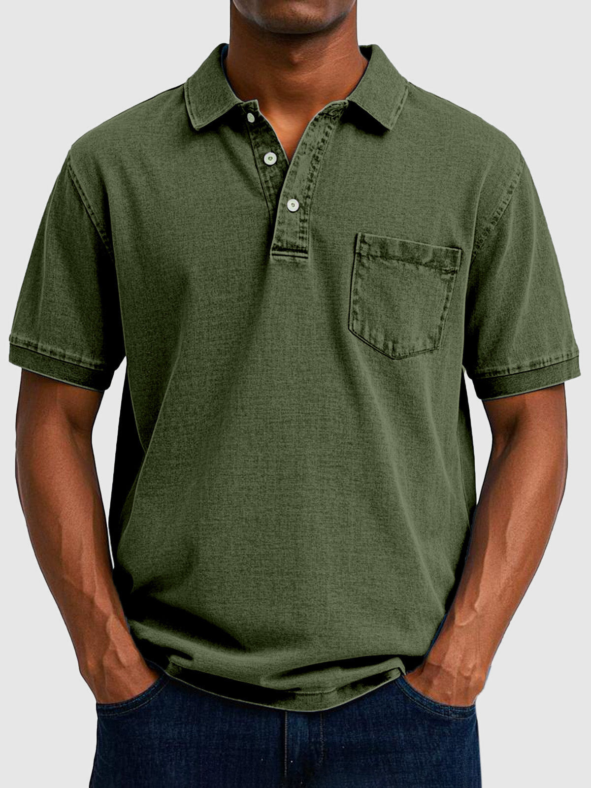 Kenneth | Herren Kurzarm-Poloshirt aus Baumwoll-Denim 5