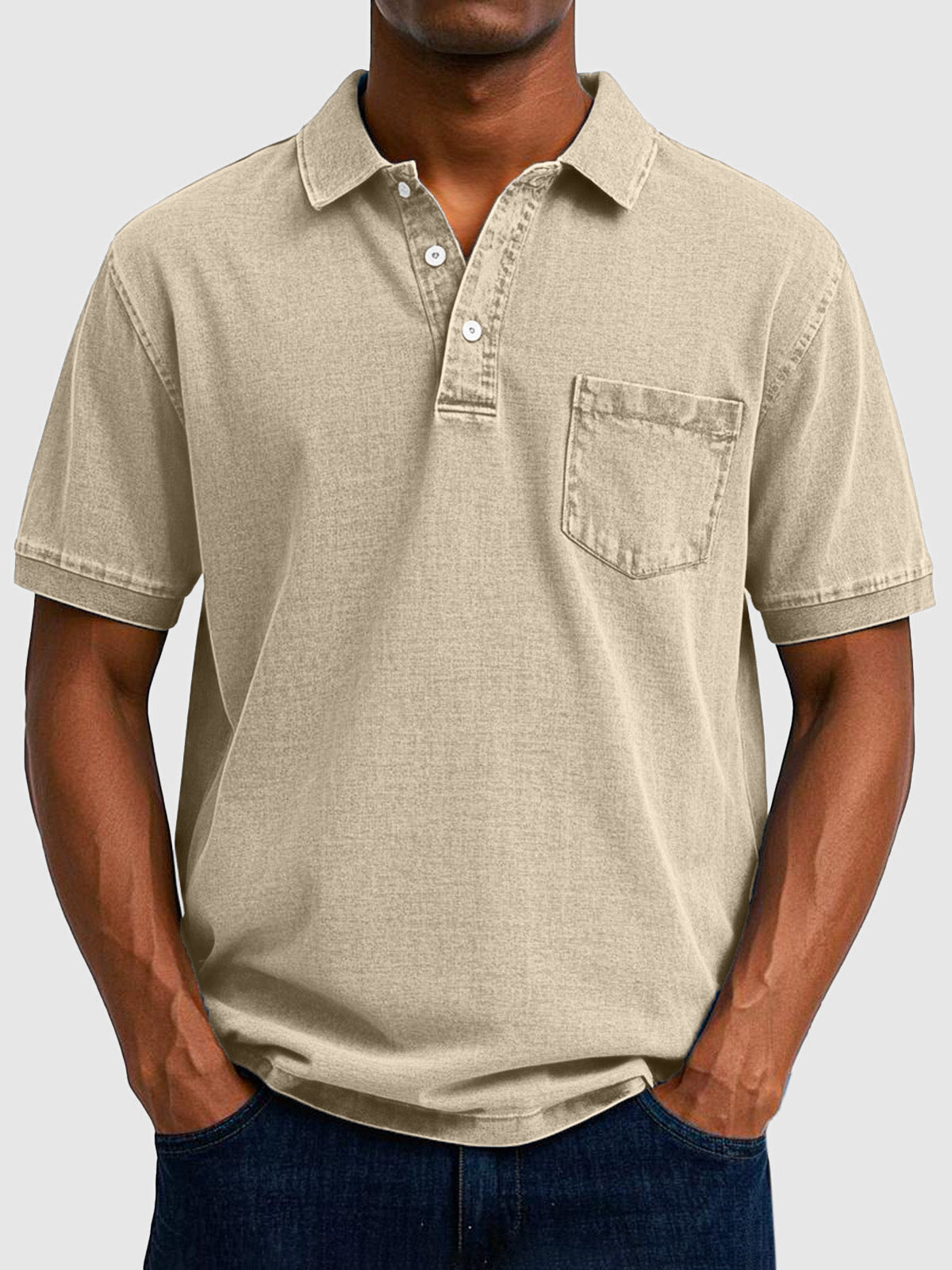 Kenneth | Herren Kurzarm-Poloshirt aus Baumwoll-Denim 6
