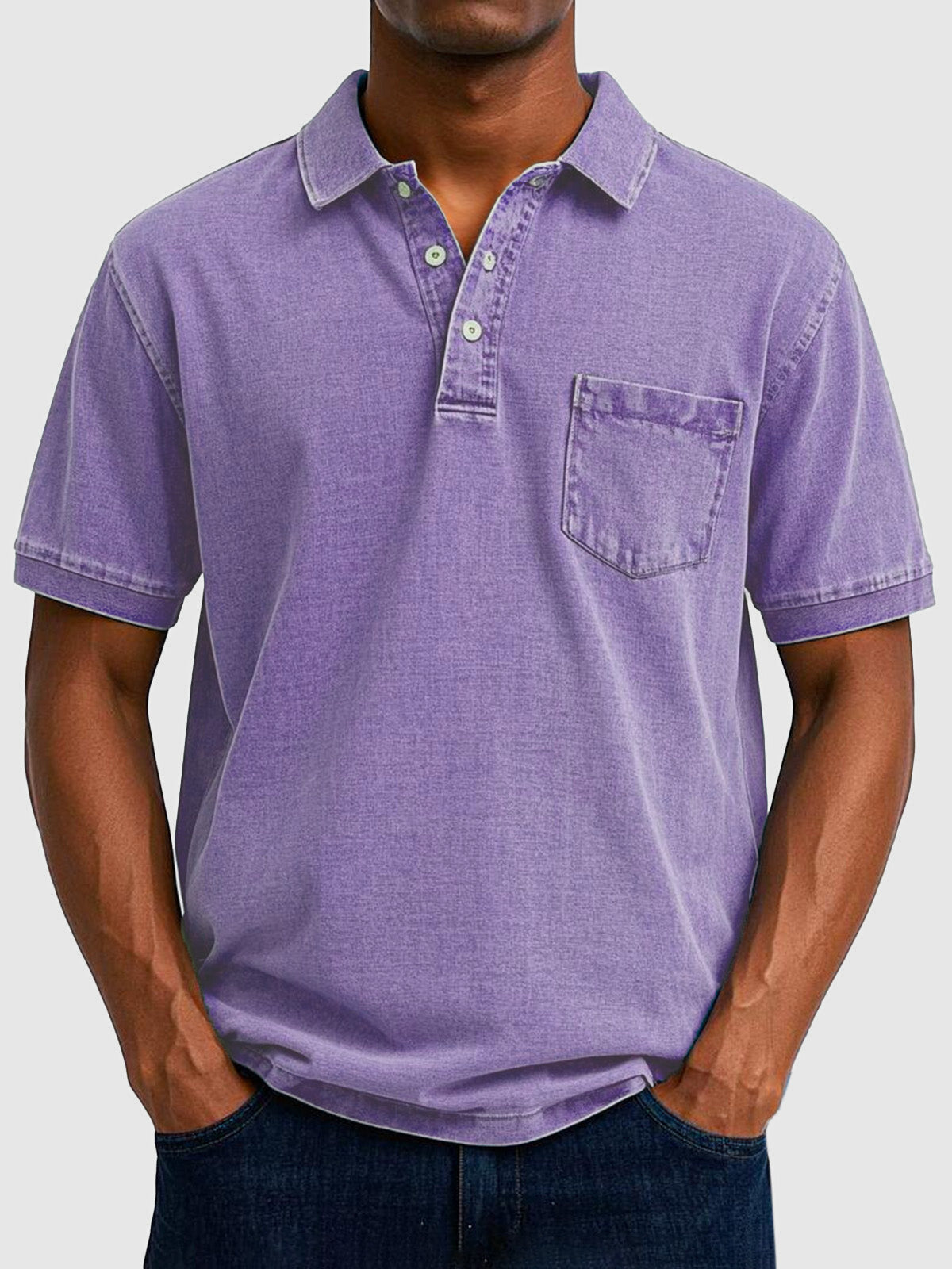 Kenneth | Herren Kurzarm-Poloshirt aus Baumwoll-Denim 9