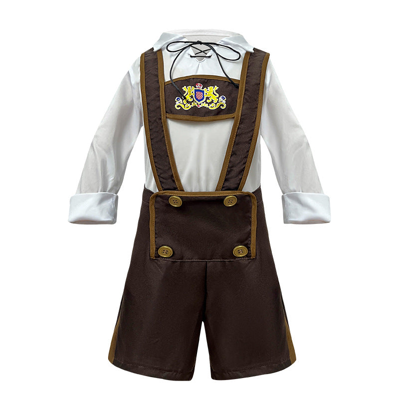 Kinder Lederhosen-Set mit verstellbaren Hosenträgern und Trachtenhut 2