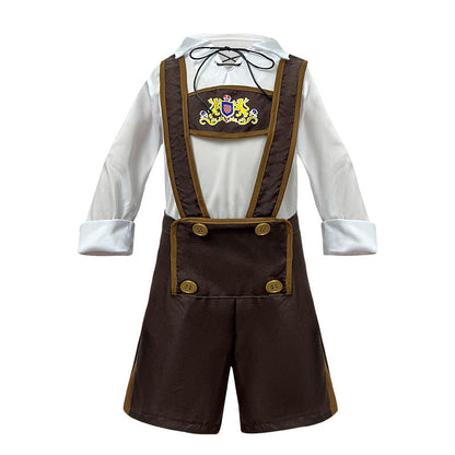 Kinder Lederhosen-Set mit verstellbaren Hosenträgern und Trachtenhut 2
