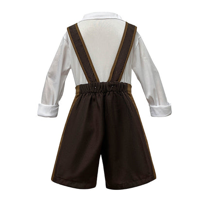Kinder Lederhosen-Set mit verstellbaren Hosenträgern und Trachtenhut 3