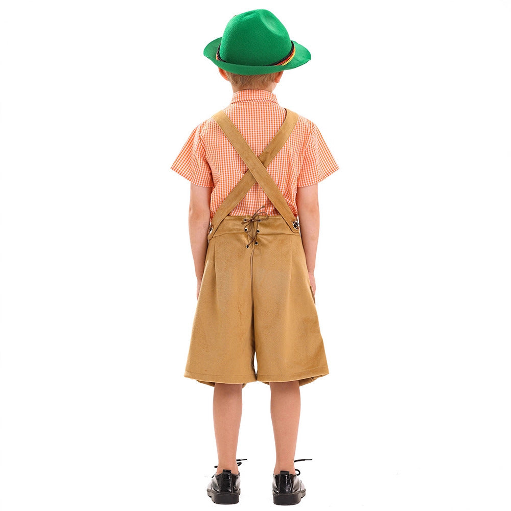 Kinderlederhose kurz mit Stickerei und verstellbaren Trägern 3