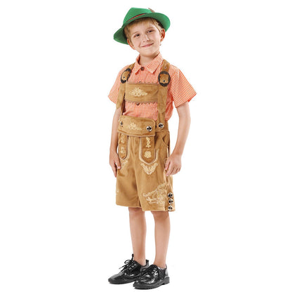 Kinderlederhose kurz mit Stickerei und verstellbaren Trägern 4