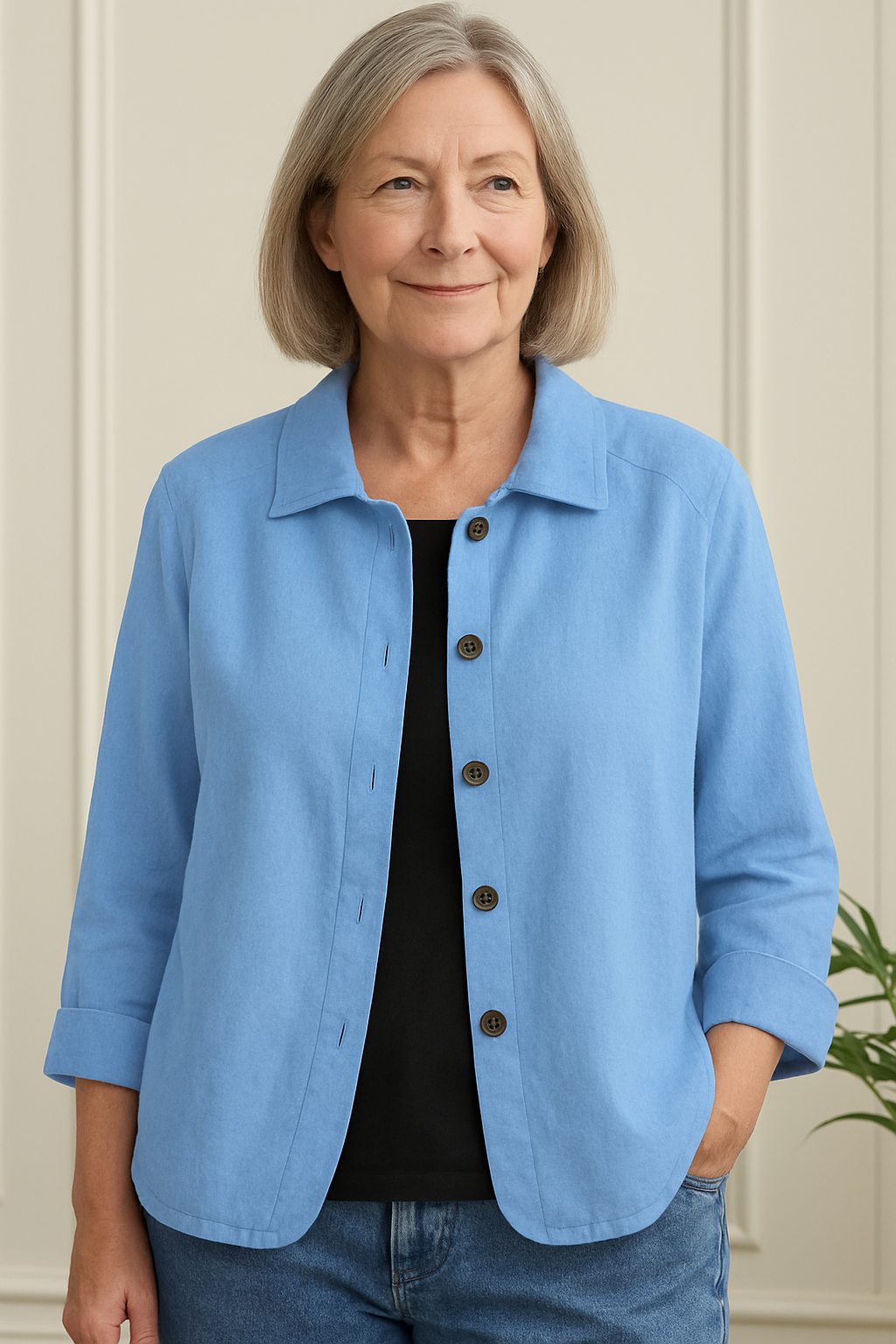 Klassischer Hemd-Cardigan | Übergangsjacke für Damen 1