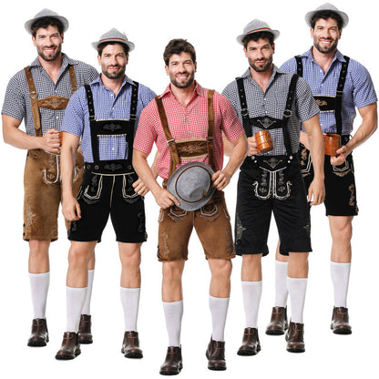 Kurze Trachtenlederhose mit Stickerei und verstellbaren Trägern für Herren 1
