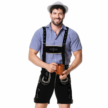 Kurze Trachtenlederhose mit Stickerei und verstellbaren Trägern für Herren 6