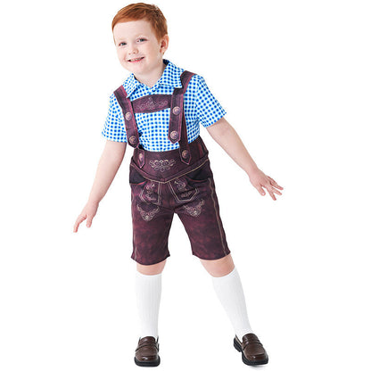Kurze Trachtenlederhose mit verstellbaren Trägern und Stickerei für Herren 1