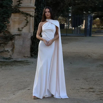 Langes Drapiertes Damenkleid | Elegantes Abendkleid mit Einem Träger 11