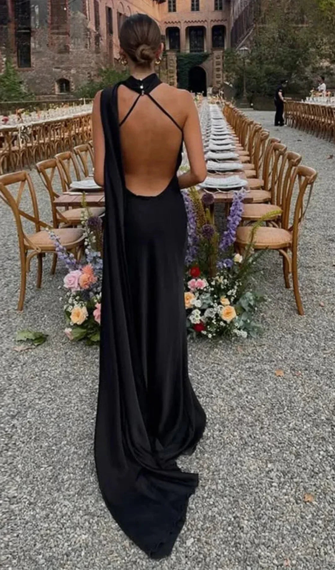Langes Drapiertes Damenkleid | Elegantes Abendkleid mit Einem Träger 6