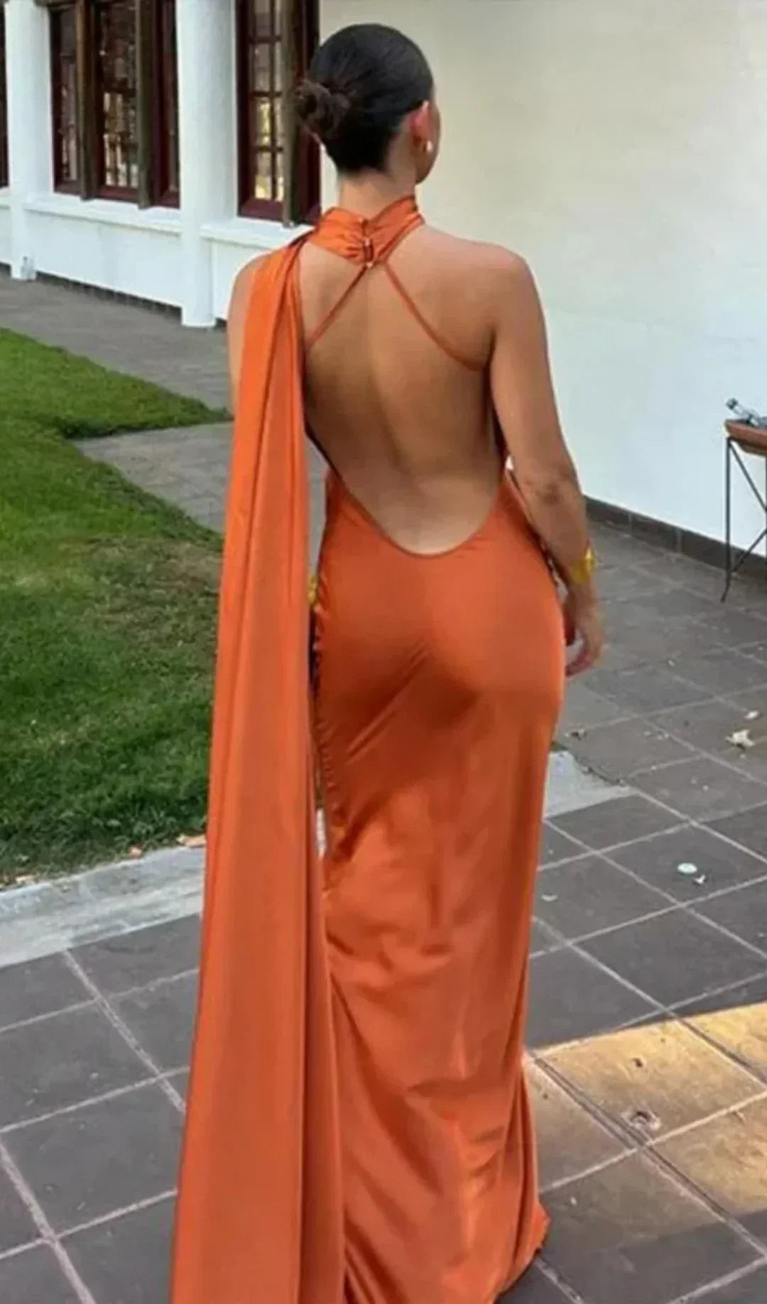 Langes Drapiertes Damenkleid | Elegantes Abendkleid mit Einem Träger 8