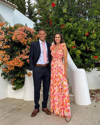 Langes ärmelloses Blumenkleid Damen Sommerkleid 4