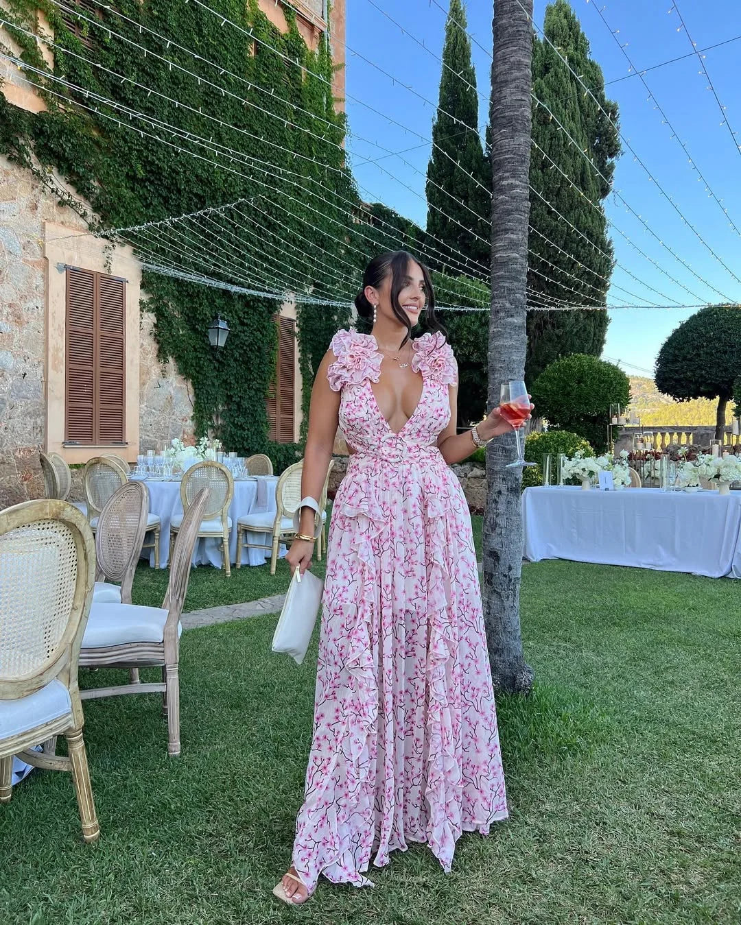 Langes ärmelloses Blumenkleid Damen Sommerkleid 8