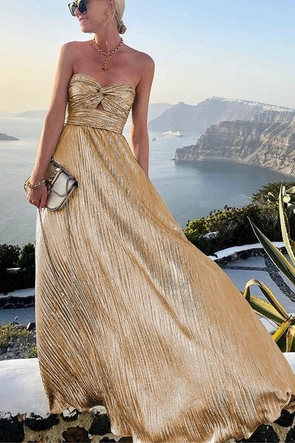 Langes trägerloses Abendkleid mit Glanzeffekt für Damen 5