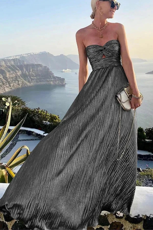 Langes trägerloses Abendkleid mit Glanzeffekt für Damen 7