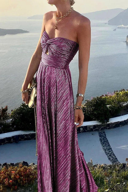 Langes trägerloses Abendkleid mit Glanzeffekt für Damen 8