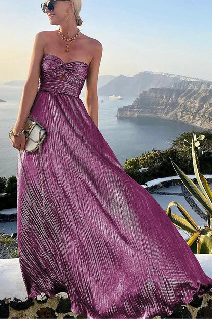 Langes trägerloses Abendkleid mit Glanzeffekt für Damen 9