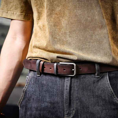 Ledergürtel Schwarz | Herren Gürtel Verstellbar für Büro und Freizeit 7