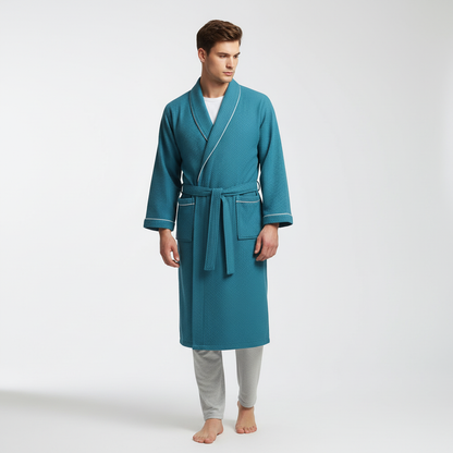 Leichte Damenbadjacke Waffelstruktur | Kimono mit Bindegürtel 4