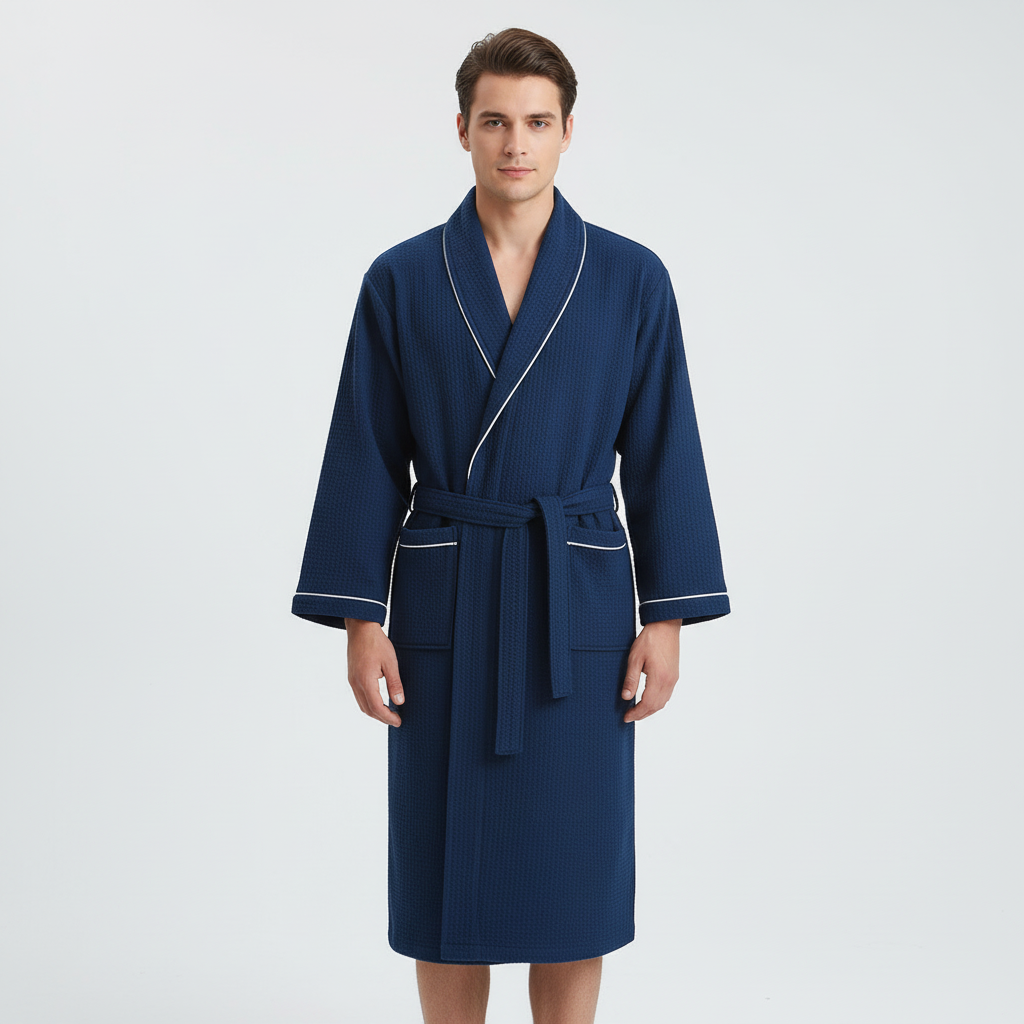 Leichte Damenbadjacke Waffelstruktur | Kimono mit Bindegürtel 5