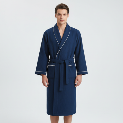 Leichte Damenbadjacke Waffelstruktur | Kimono mit Bindegürtel 5