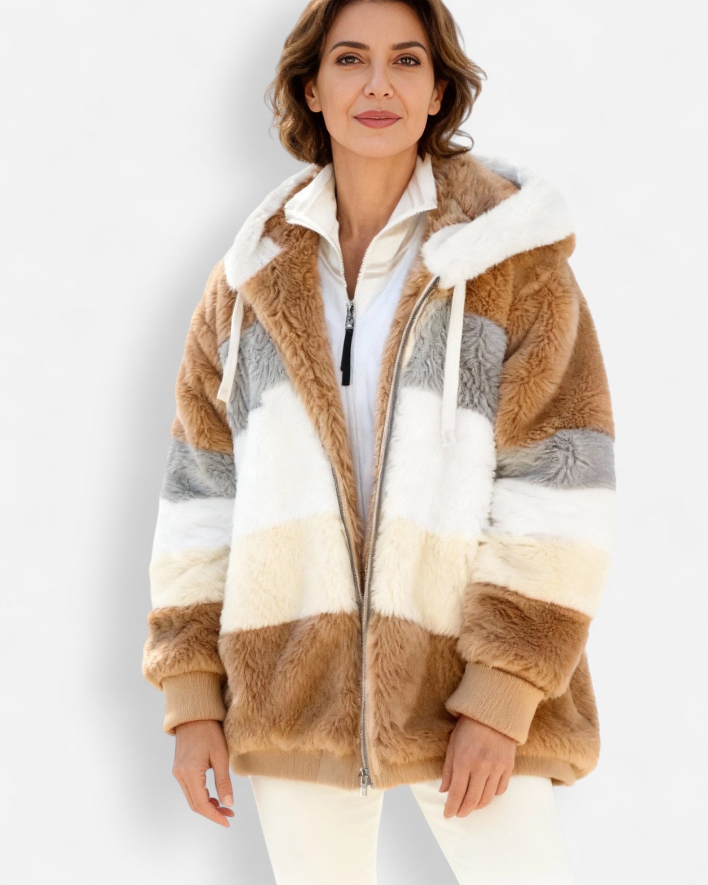 Leichte Fleecejacke Damen mit Kapuze | Warme Winterjacke 0