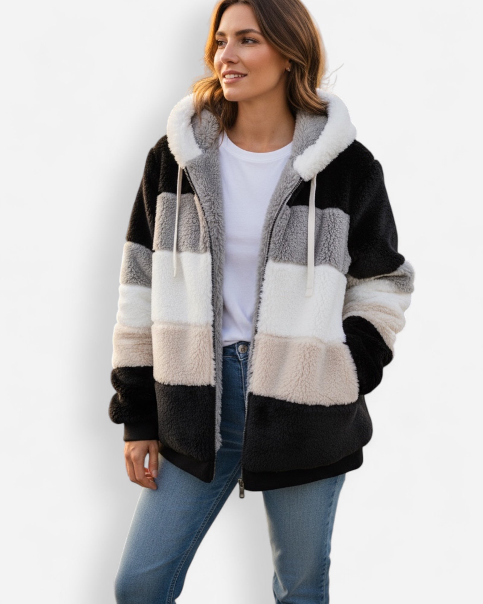Leichte Fleecejacke Damen mit Kapuze | Warme Winterjacke 3