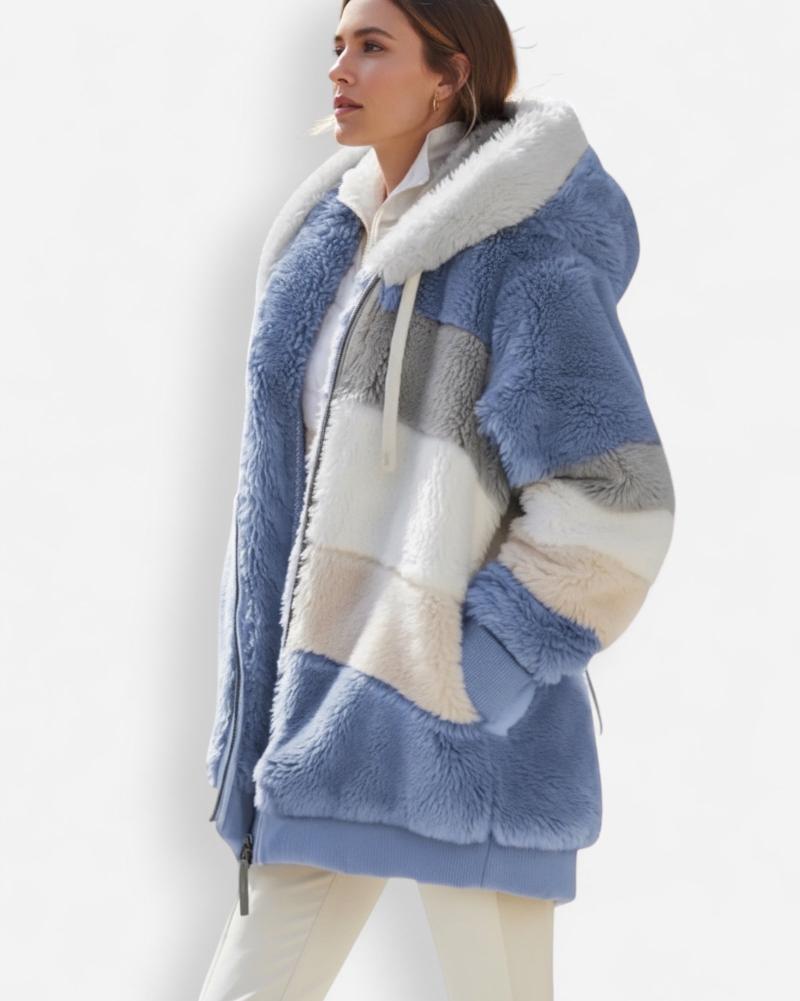 Leichte Fleecejacke Damen mit Kapuze | Warme Winterjacke 4