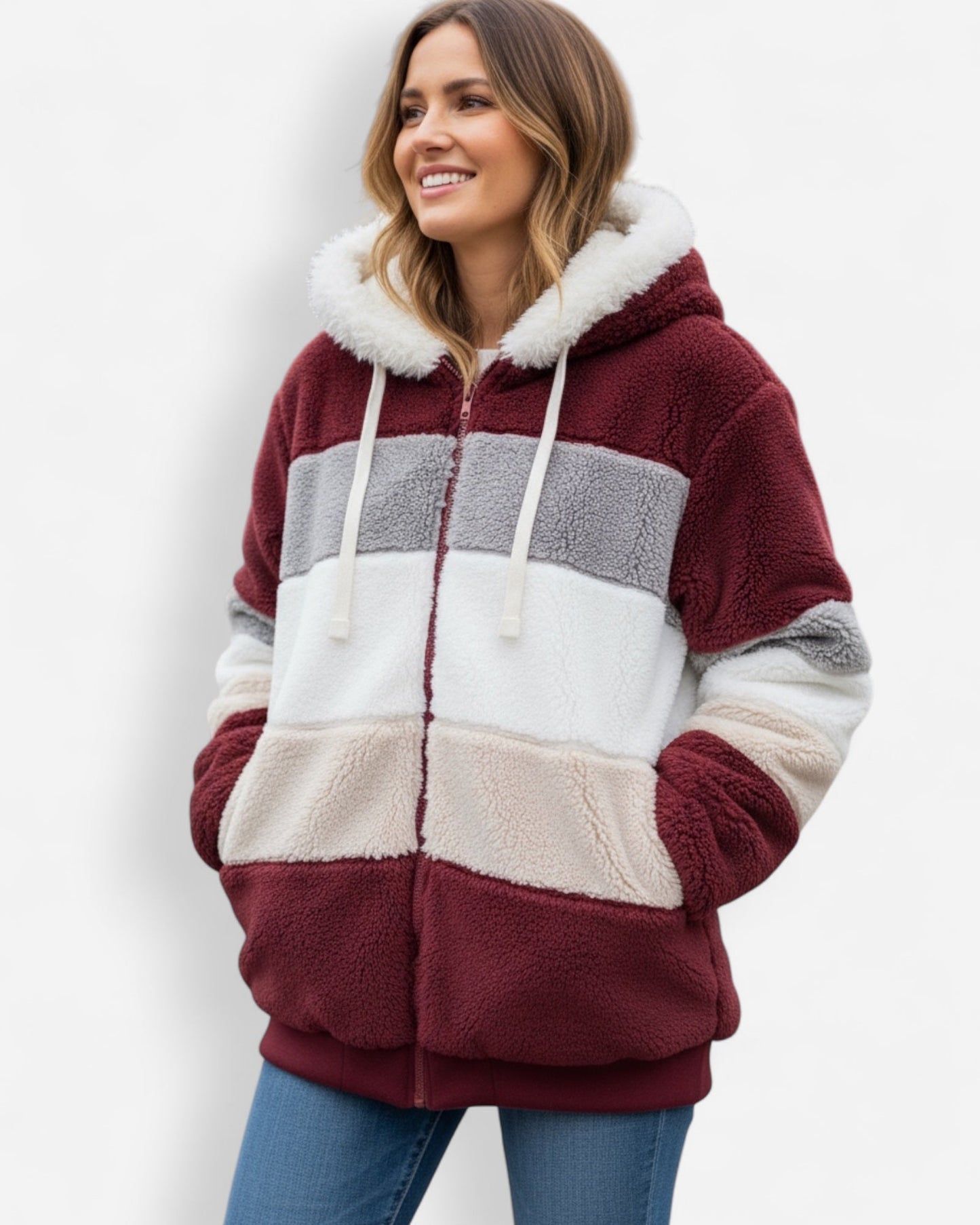 Leichte Fleecejacke Damen mit Kapuze | Warme Winterjacke 6