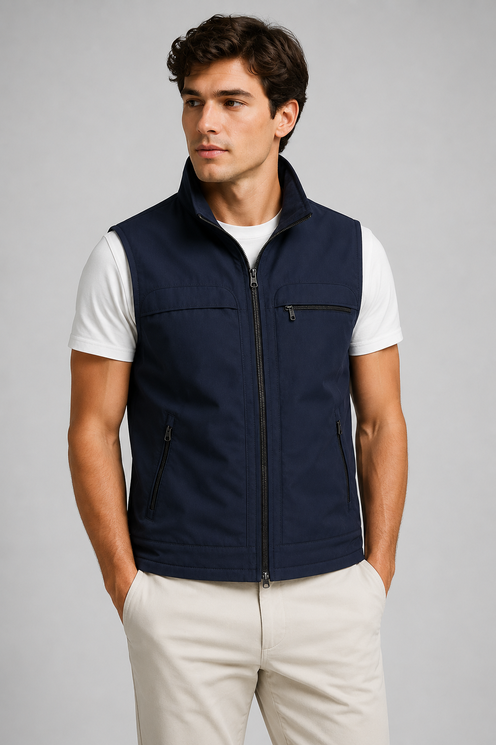 Leichte Herren Weste Outdoor | Kurzarm Bodywarmer mit Reißverschluss 1