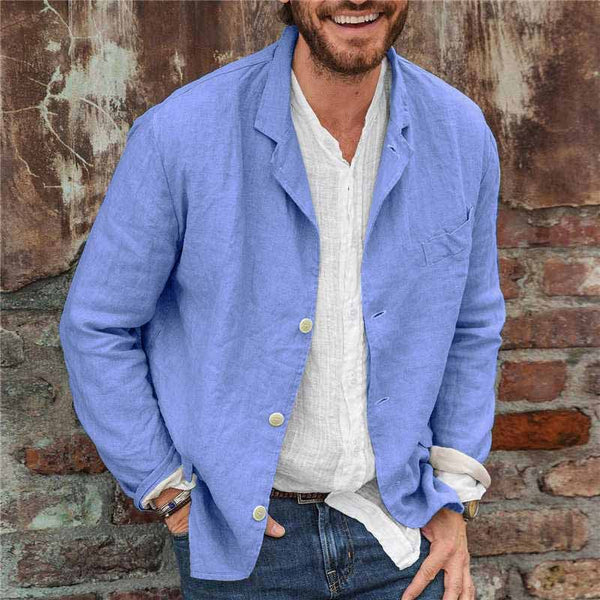 Leichte Sommerjacke Herren | Baumwoll-Leinen-Mix Regular Fit 3