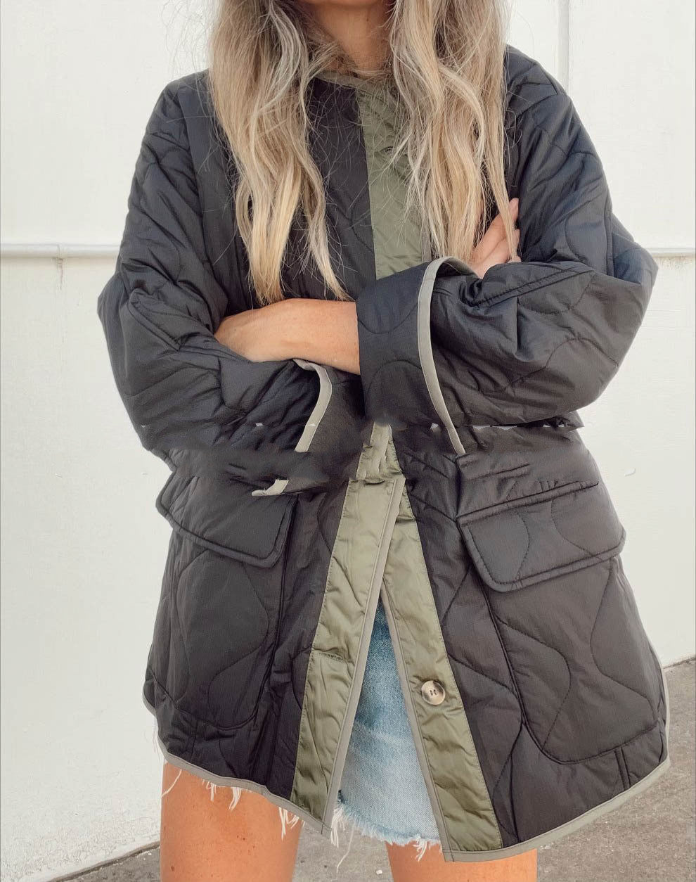 Leichte Steppjacke Damen Lang Übergangsjacke 0