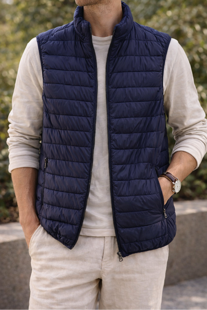 Leichte Steppweste Herren | Ärmelloser Bodywarmer mit Reißverschluss 0