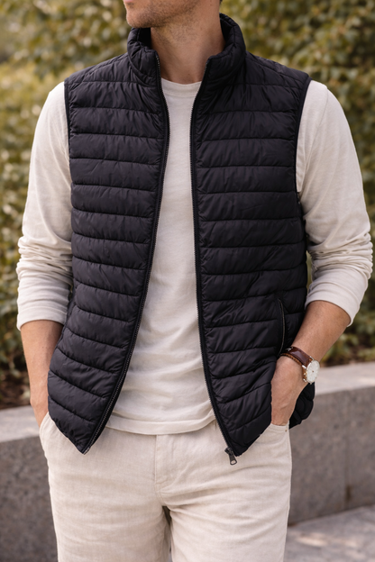 Leichte Steppweste Herren | Ärmelloser Bodywarmer mit Reißverschluss 2