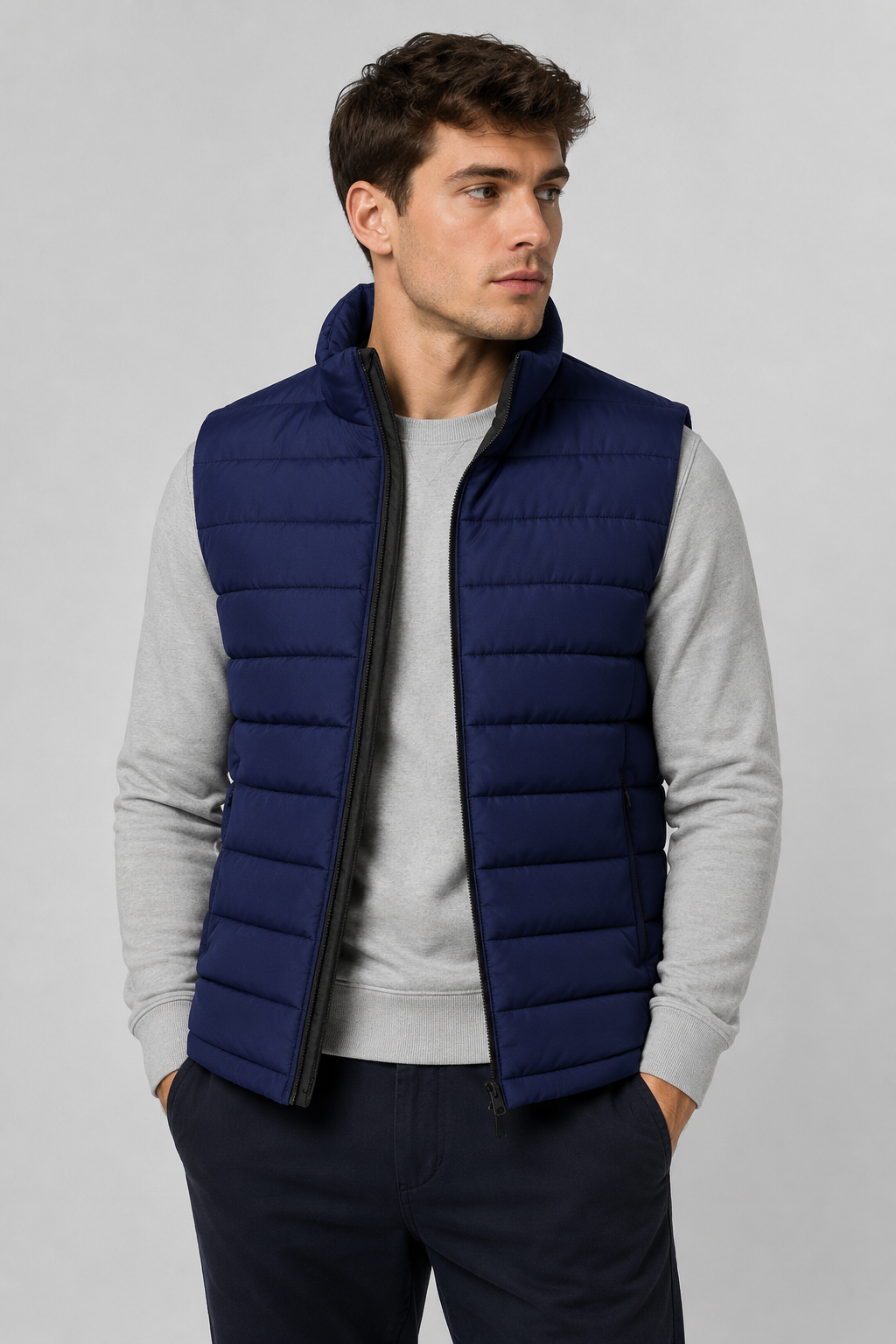 Leichte gesteppte Herrenweste mit abnehmbarer Kapuze | Bodywarmer 1