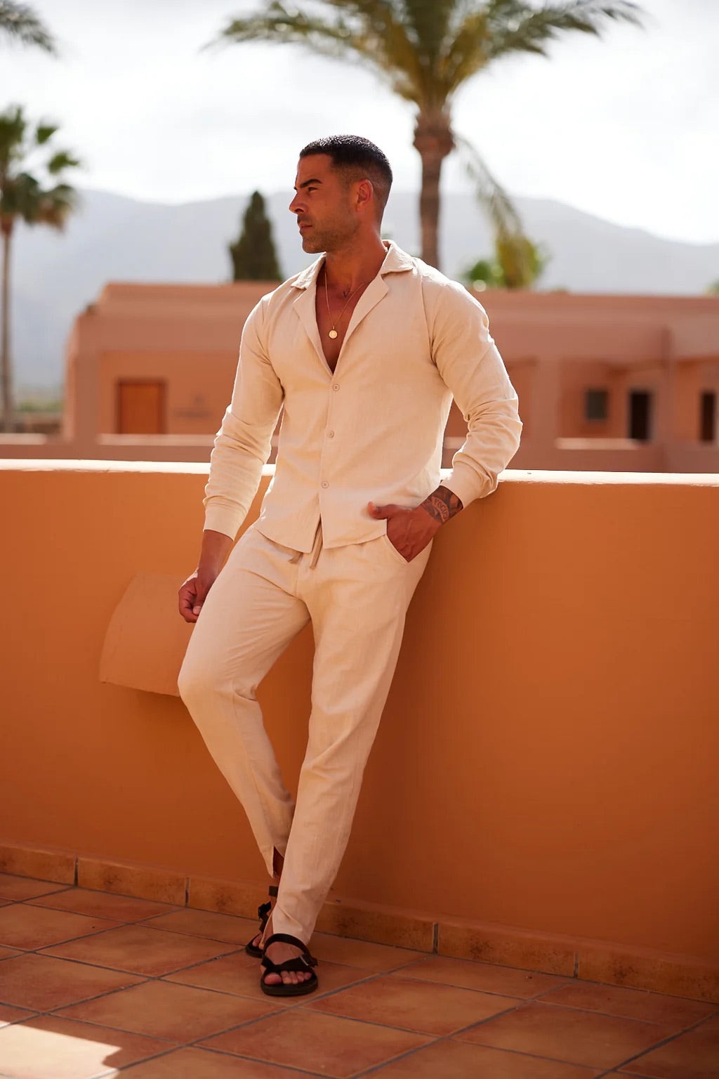 Leinen Lounge-Set Herren | Atmungsaktive Loungewear 0