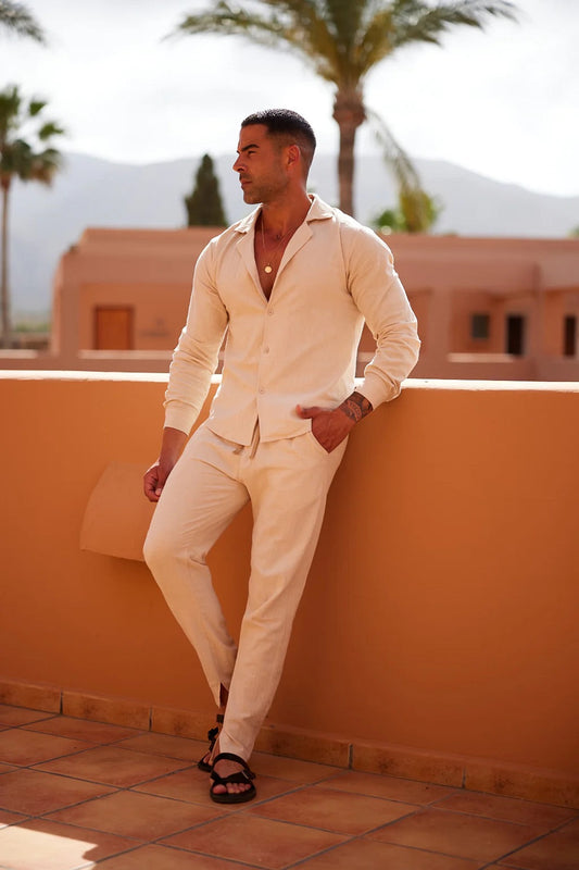 Leinen Lounge-Set Herren | Atmungsaktive Loungewear 0