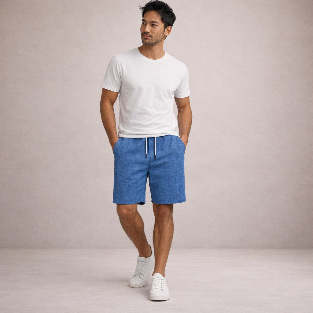 Leinen Shorts Herren | Atmungsaktive Sommerhose Lässig 6