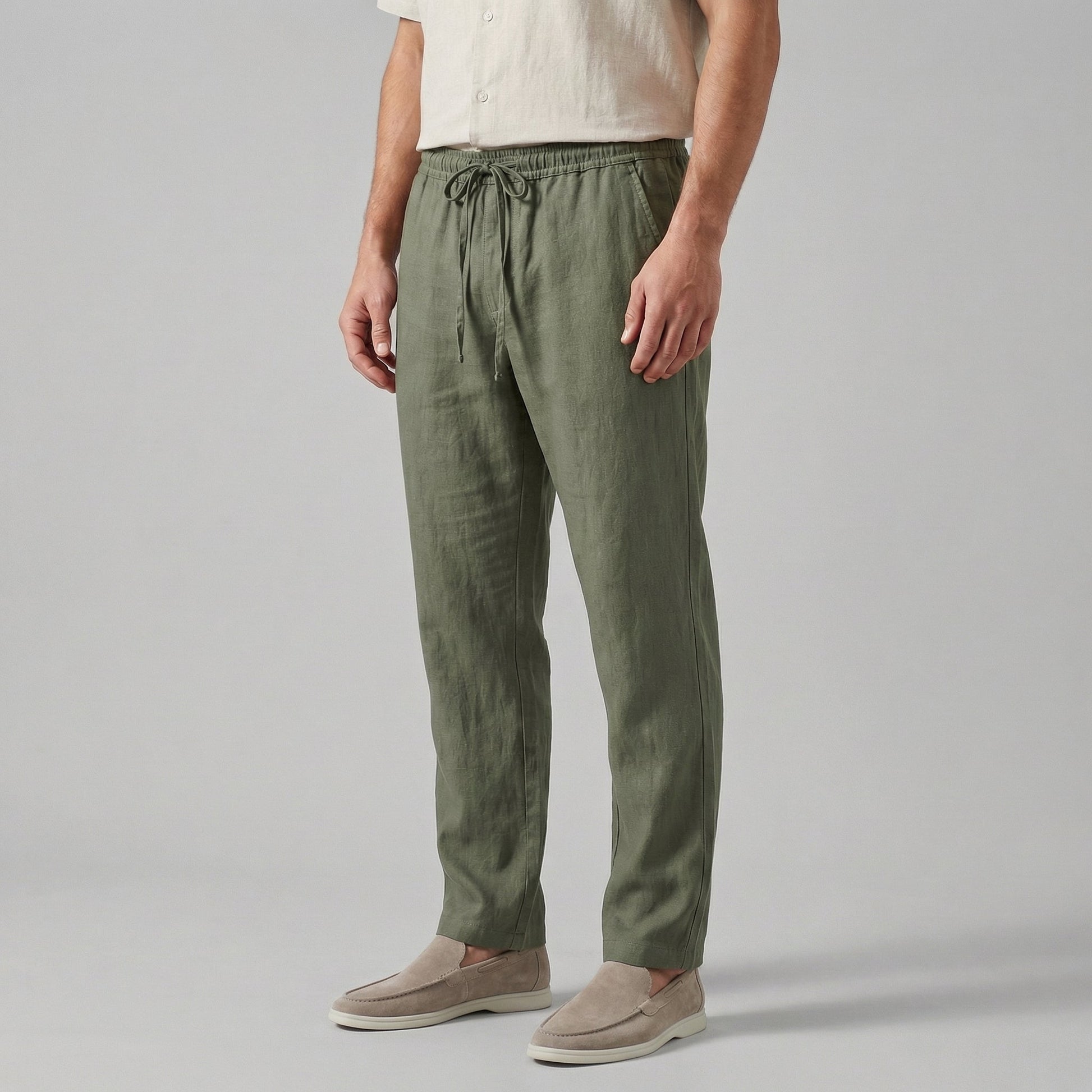 Leinenhose Herren Weites Bein Sommerhose Lässig 4